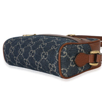 Gucci Brown Dollar Calfskin Navy GG Denim Mini Ophidia Crossbody Handbag av