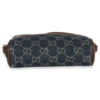 Gucci Brown Dollar Calfskin Navy GG Denim Mini Ophidia Crossbody Handbag clasp