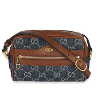 Gucci Brown Dollar Calfskin Navy GG Denim Mini Ophidia Crossbody Handbag fv