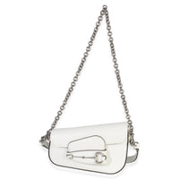 Gucci White Calfskin Mini Asymmetric Horsebit 1955 Shoulder Bag Handbag stamp