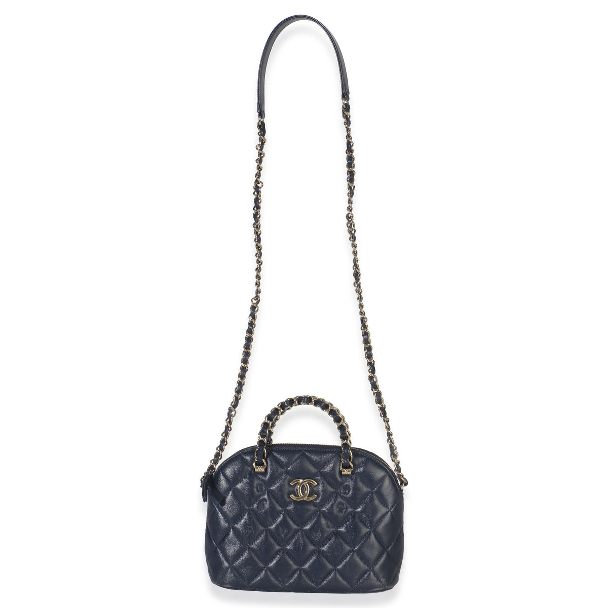 Chanel Navy Quilted Lambskin Coco Clutch On Chain Handbag av