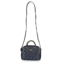 Chanel Navy Quilted Lambskin Coco Clutch On Chain Handbag av