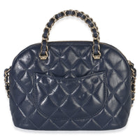Chanel Navy Quilted Lambskin Coco Clutch On Chain Handbag bv