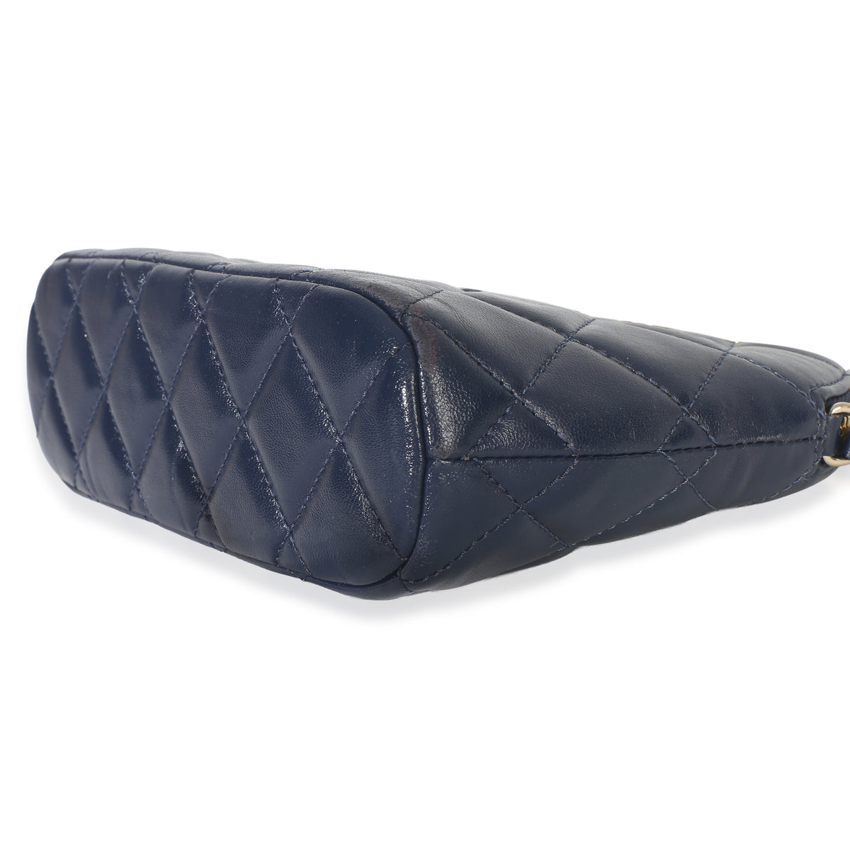 Chanel Navy Quilted Lambskin Coco Clutch On Chain Handbag clasp
