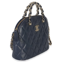 Chanel Navy Quilted Lambskin Coco Clutch On Chain Handbag sv