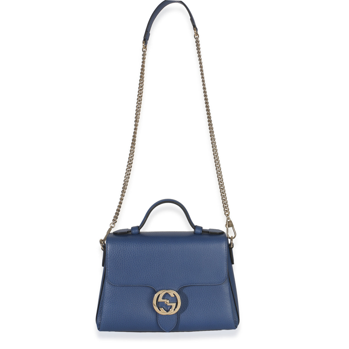 Gucci Blue Dollar Calfskin Small Interlocking G Shoulder Bag Handbag av