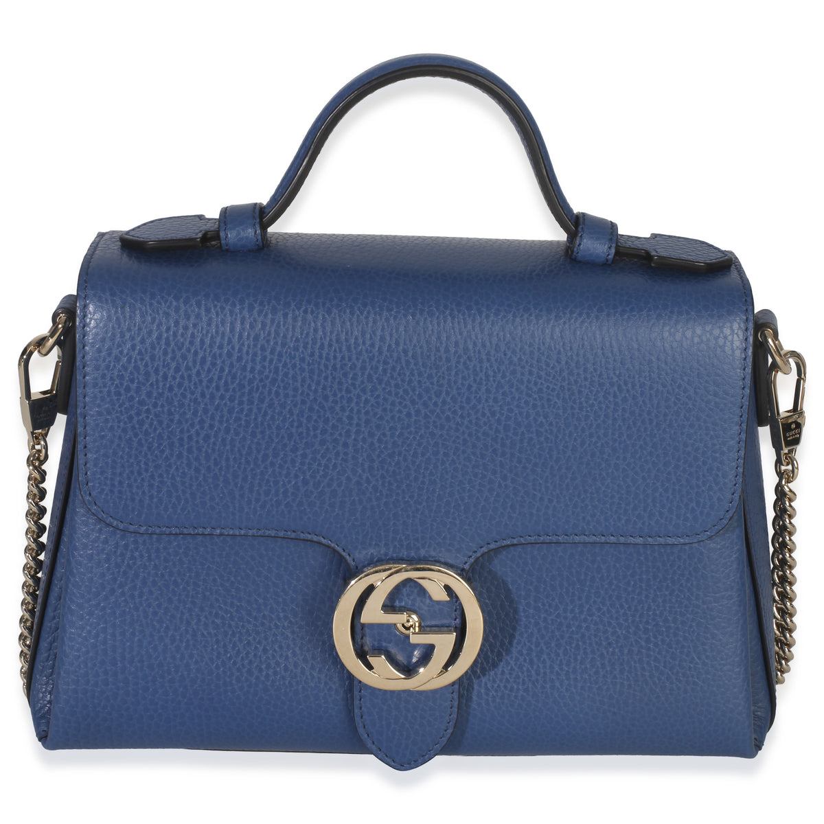 Gucci Blue Dollar Calfskin Small Interlocking G Shoulder Bag Handbag fv