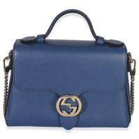 Gucci Blue Dollar Calfskin Small Interlocking G Shoulder Bag Handbag fv