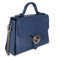 Gucci Blue Dollar Calfskin Small Interlocking G Shoulder Bag Handbag pv