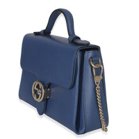 Gucci Blue Dollar Calfskin Small Interlocking G Shoulder Bag Handbag sv