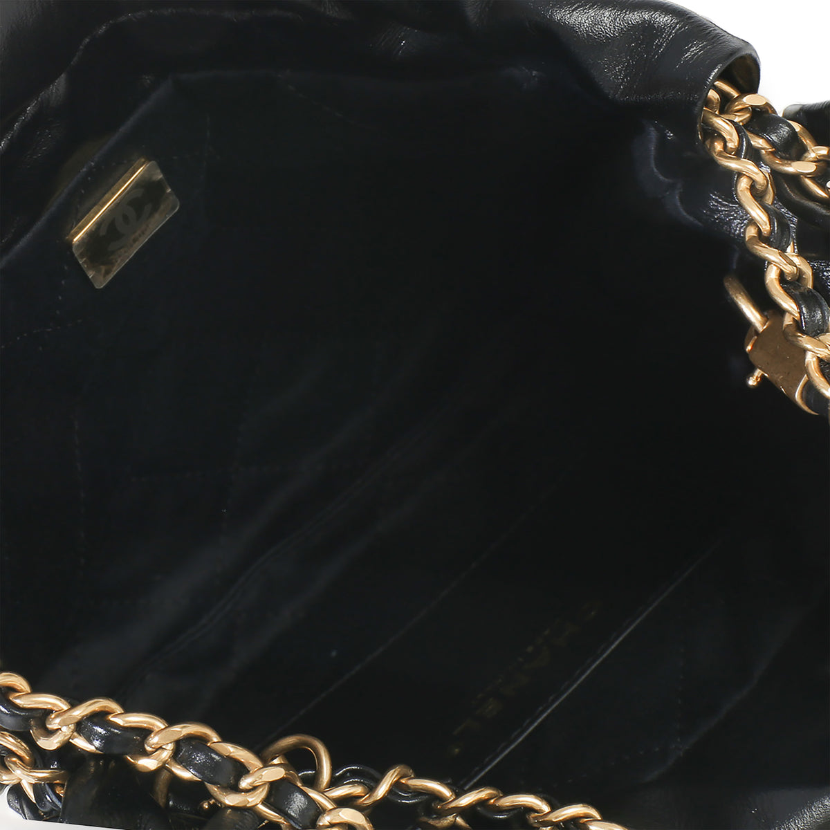 Chanel Black White Quilted Calfskin Mini  22 Hobo Handbag ad1