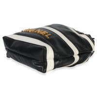 Chanel Black White Quilted Calfskin Mini  22 Hobo Handbag clasp