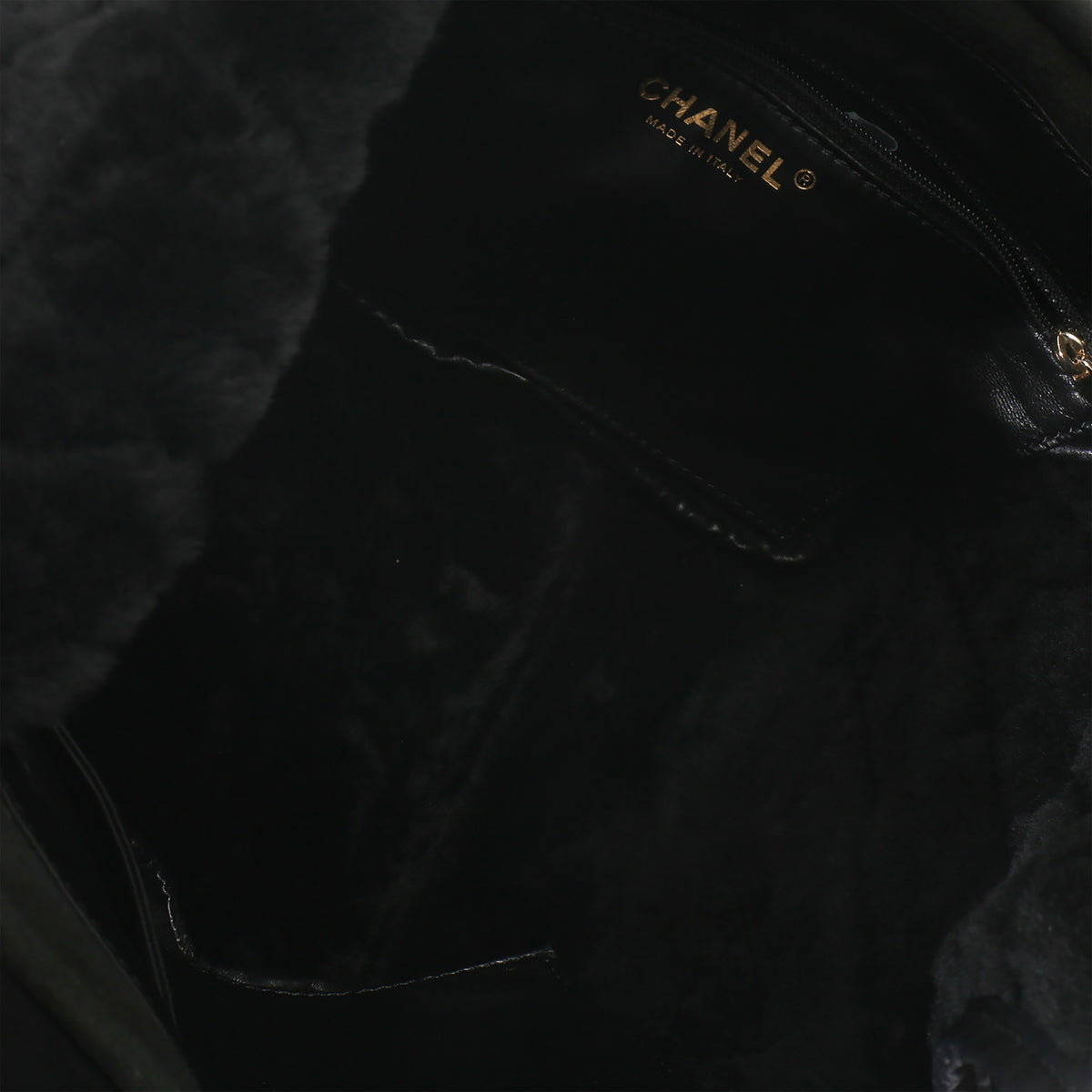 Chanel Vintage Black Suede Sparkle Winter Tote Handbag av