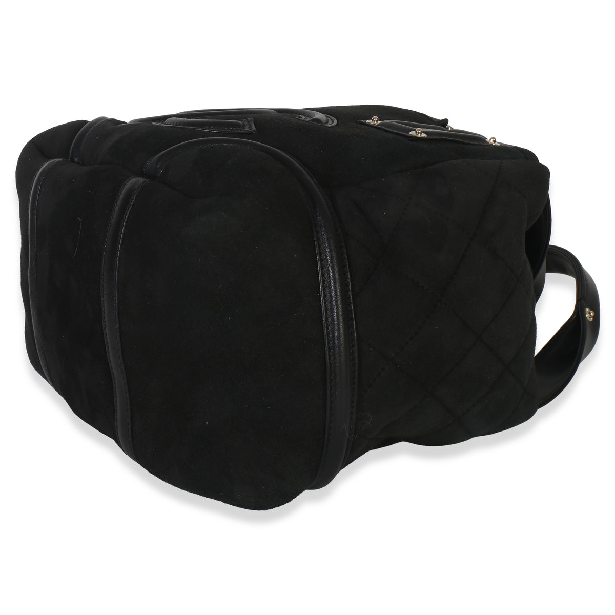 Chanel Vintage Black Suede Sparkle Winter Tote Handbag box