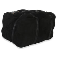 Chanel Vintage Black Suede Sparkle Winter Tote Handbag clasp