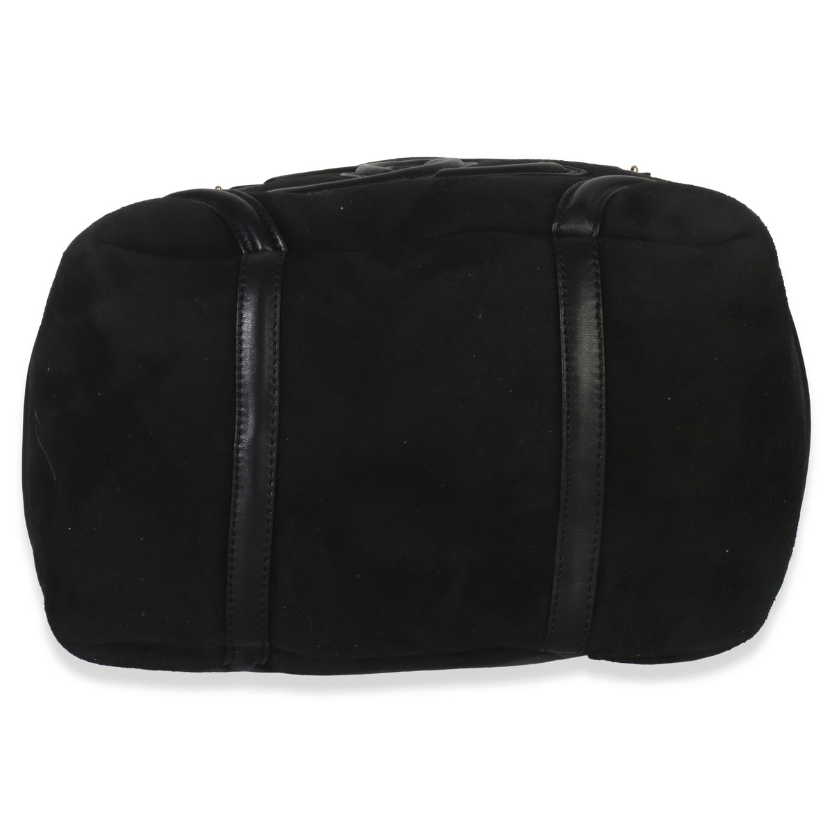 Chanel Vintage Black Suede Sparkle Winter Tote Handbag stamp