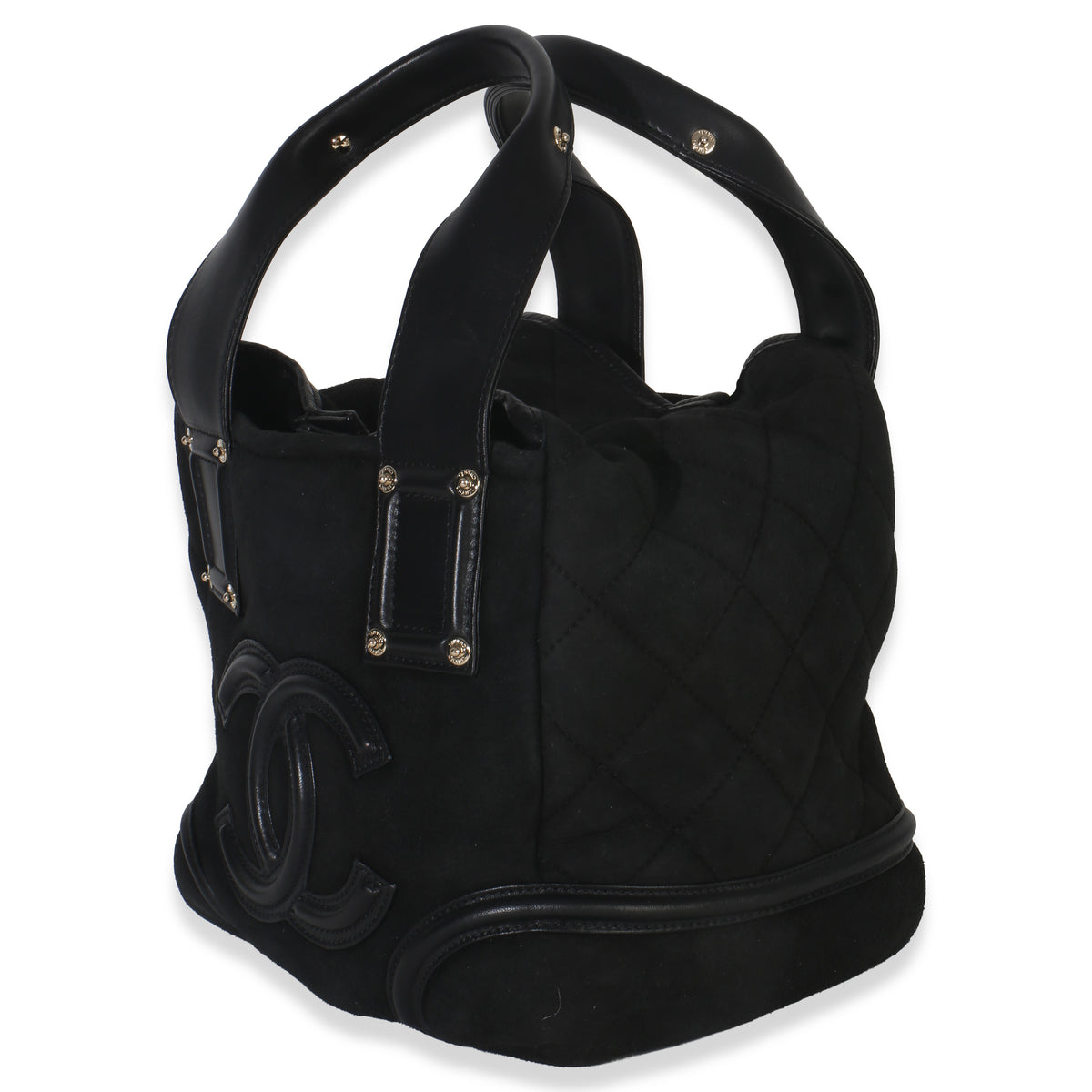 Chanel Vintage Black Suede Sparkle Winter Tote Handbag sv