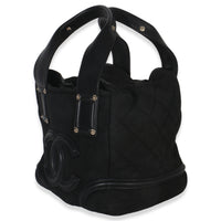 Chanel Vintage Black Suede Sparkle Winter Tote Handbag sv
