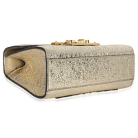 Gucci Gold Metallic Crinkled Leather Small Padlock Chain Bag Handbag av
