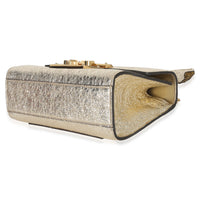 Gucci Gold Metallic Crinkled Leather Small Padlock Chain Bag Handbag clasp