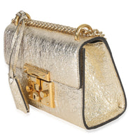 Gucci Gold Metallic Crinkled Leather Small Padlock Chain Bag Handbag pv