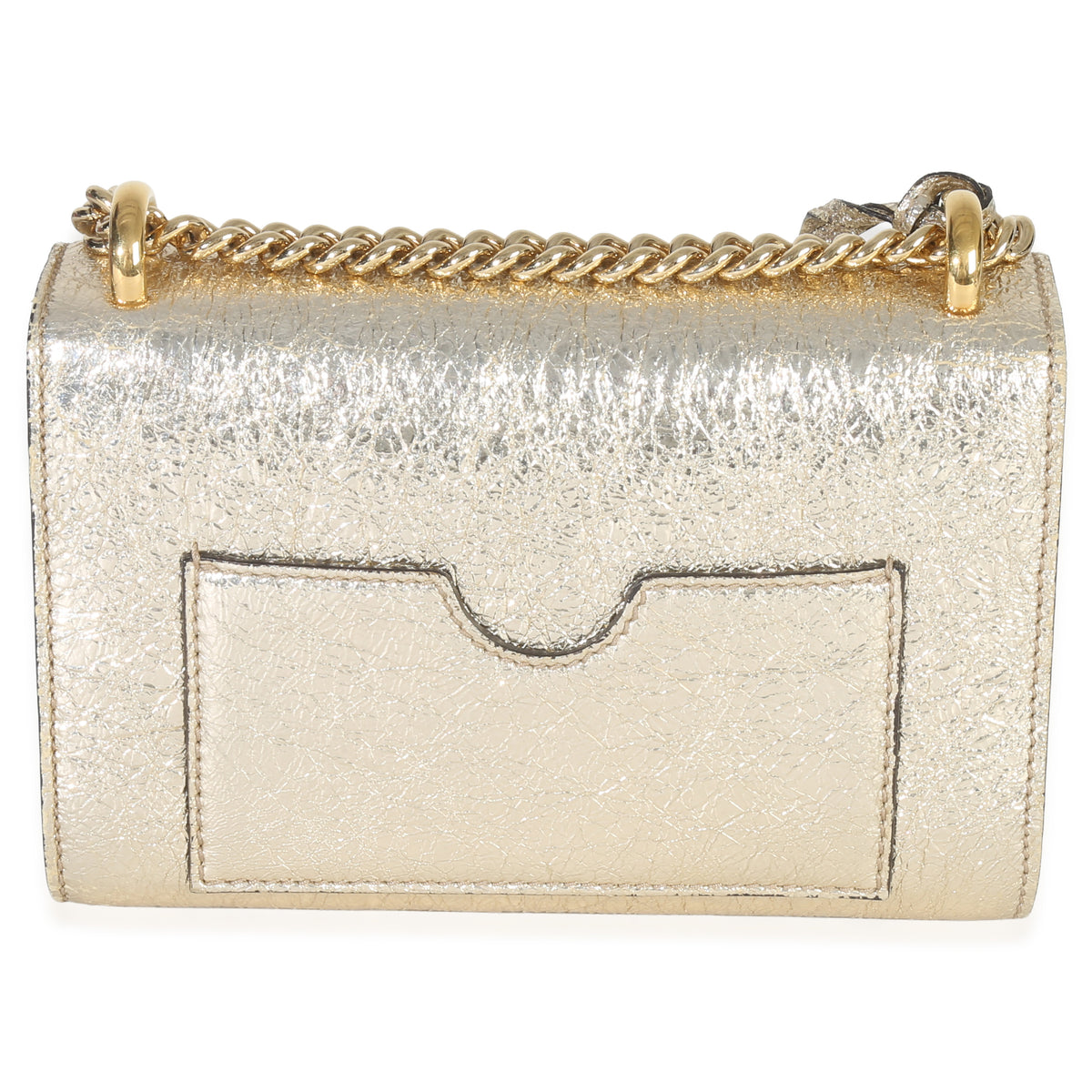 Gucci Gold Metallic Crinkled Leather Small Padlock Chain Bag Handbag stamp
