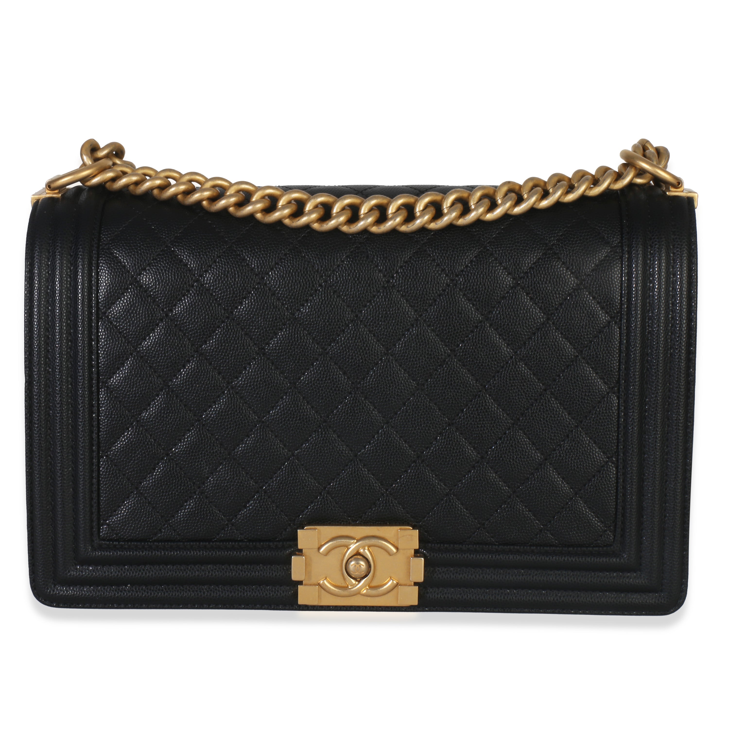 Chanel Black Quilted New Medium Boy Bag Handbag fv