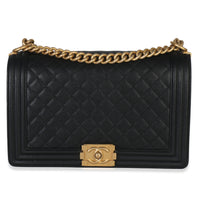 Chanel Black Quilted New Medium Boy Bag Handbag fv