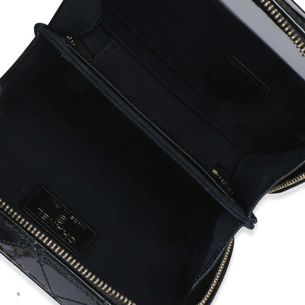 Chanel Black Quilted Patent Mini Vanity Chain Bag Handbag ad1