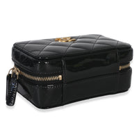 Chanel Black Quilted Patent Mini Vanity Chain Bag Handbag stamp