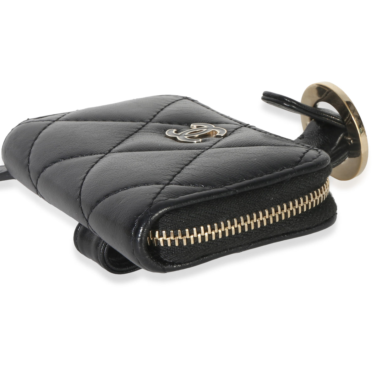 Chanel Black Quilted Lambskin Coin Purse Bracelet Handbag box