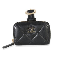 Chanel Black Quilted Lambskin Coin Purse Bracelet Handbag fv
