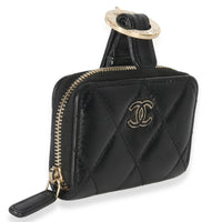 Chanel Black Quilted Lambskin Coin Purse Bracelet Handbag pv