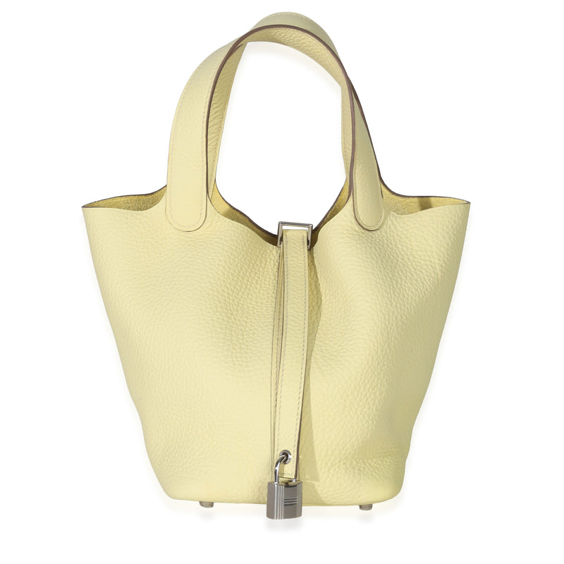 Hermès Jaune Milton Clemence Picotin Lock 18 PHW Handbag fv