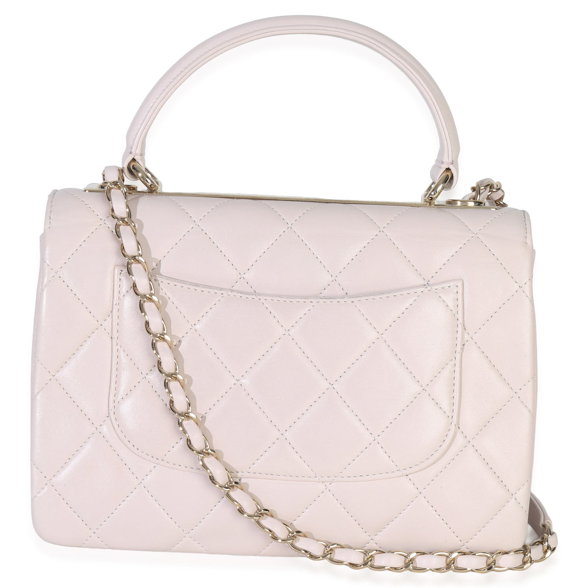 Chanel Pale Pink Quilted Lambskin Small Trendy Top Handle Bag Handbag bv