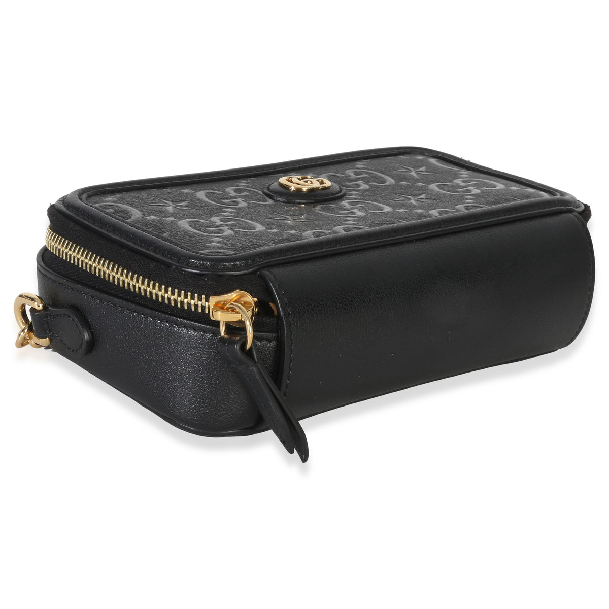 Gucci Black GG Star Embossed Calfskin Mini GG Chain Bag Handbag box