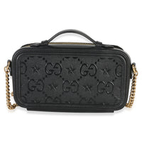 Gucci Black GG Star Embossed Calfskin Mini GG Chain Bag Handbag pv