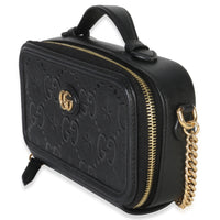 Gucci Black GG Star Embossed Calfskin Mini GG Chain Bag Handbag sv