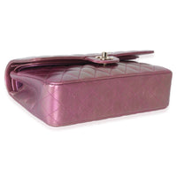 Chanel Dark Pink Iridescent Quilted Lambskin Medium Classic Double Flap Bag Handbag clasp