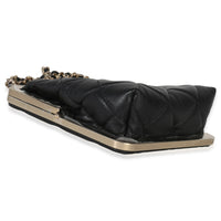 Chanel Black Quilted Lambskin CC Frame Clutch With Chain Handbag clasp