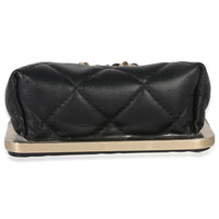 Chanel Black Quilted Lambskin CC Frame Clutch With Chain Handbag stamp
