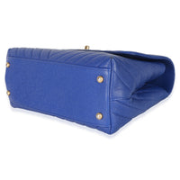 Chanel Blue Chevron Medium Coco Top Handle Bag Handbag box