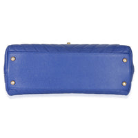 Chanel Blue Chevron Medium Coco Top Handle Bag Handbag stamp