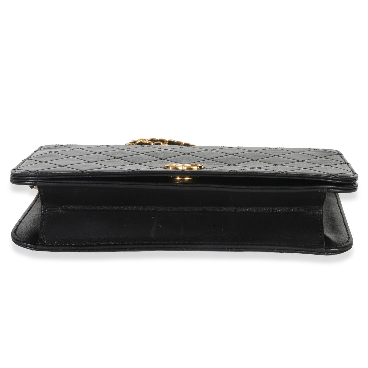 Chanel Vintage 24k Black Quilted Lambskin Full Flap Bag Handbag stamp