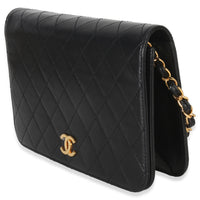 Chanel Vintage 24k Black Quilted Lambskin Full Flap Bag Handbag sv