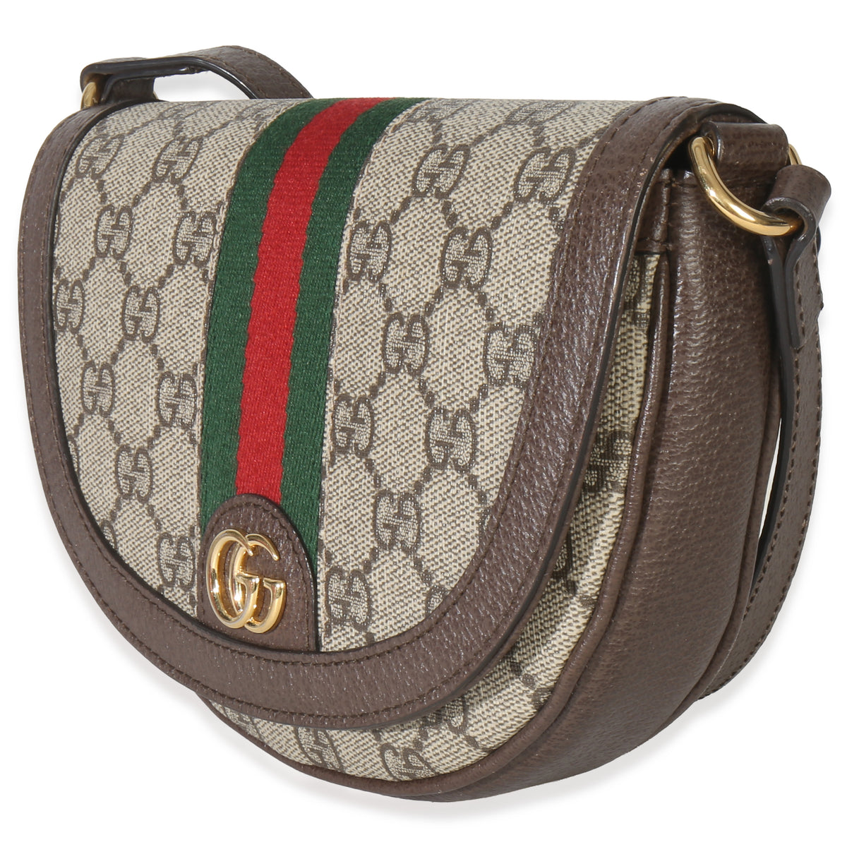 Gucci Beige GG Supreme Canvas Ophidia GG Curved Flap Bag Handbag sv
