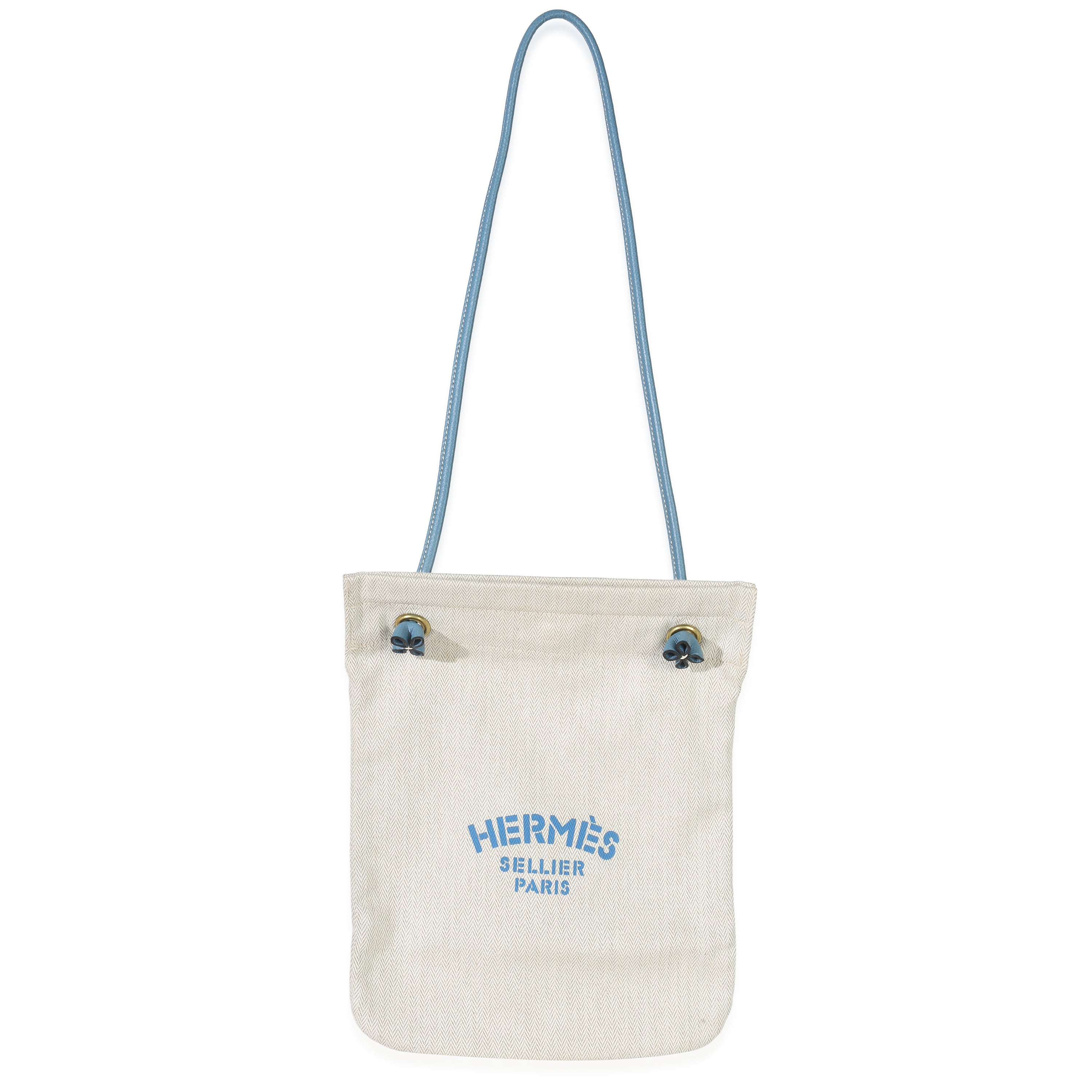 Hermès Bleu Jean Epsom Ecru Toile Aline Grooming PM Handbag fv