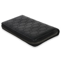 Gucci Black ssima Signature Zip Around Long Wallet Handbag box