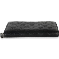 Gucci Black ssima Signature Zip Around Long Wallet Handbag stamp