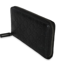 Gucci Black ssima Signature Zip Around Long Wallet Handbag sv